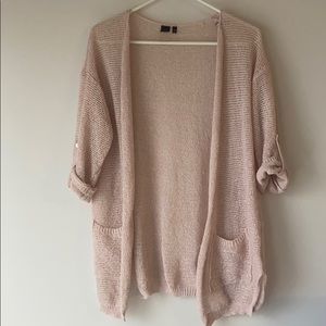 Blush Pink open weave cardigan with front pockets